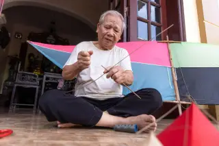 Cánh diều no gió trên cánh đồng ngày hè